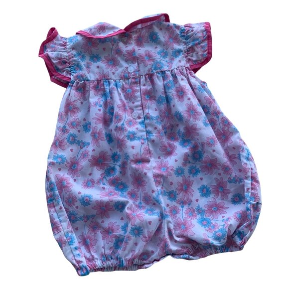 Vintage Floral Peter Pan Collar Bubble Romper With Pockets - Picture 2 of 3